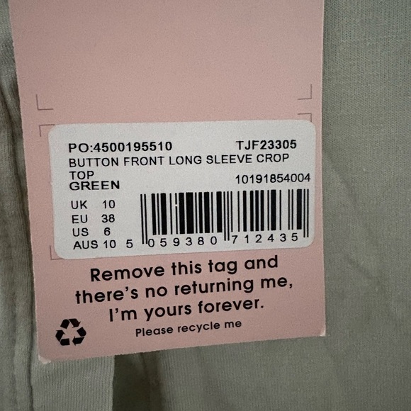 Missguided Button Front Long Sleeve Crop Top - Picture 4 of 4